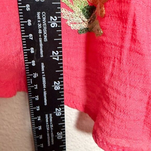 Hope Springs Blouse Women's Small Pink Floral Embroidered V-Neck 3/4 Sleeve - Picture 5 of 8